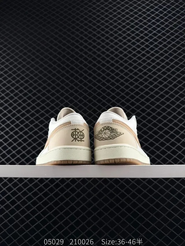 Nike Air Jordan 1 Low Off-White and Beige Leather Lifestyle Sneakers 3