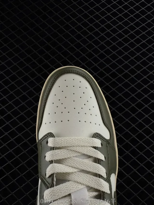 Nike Air Jordan 1 Low Olive Green and White Lifestyle Sneakers 2