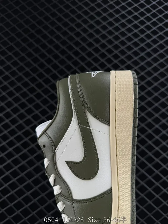 Nike Air Jordan 1 Low Olive Green and White Lifestyle Sneakers 3