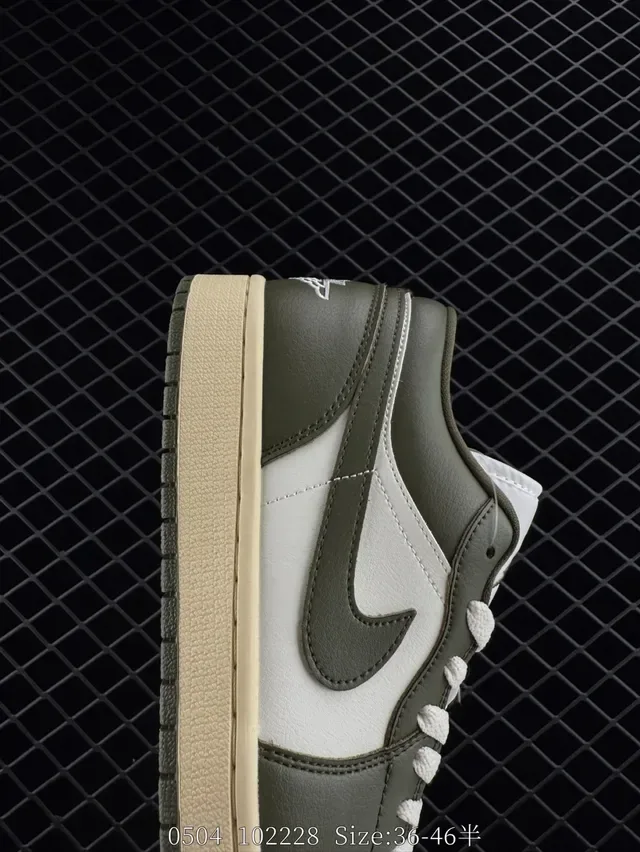 Nike Air Jordan 1 Low Olive Green and White Lifestyle Sneakers 4