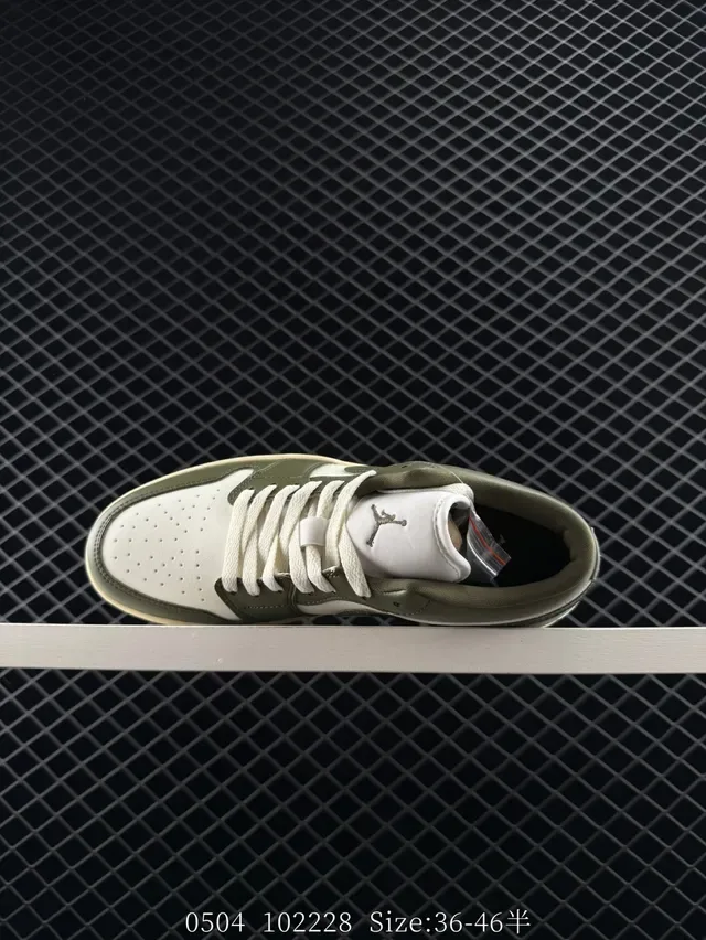 Nike Air Jordan 1 Low Olive Green and White Lifestyle Sneakers 5