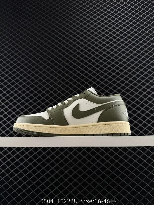 Nike Air Jordan 1 Low Olive Green and White Lifestyle Sneakers 6