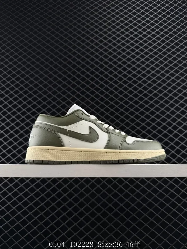 Nike Air Jordan 1 Low Olive Green and White Lifestyle Sneakers 7