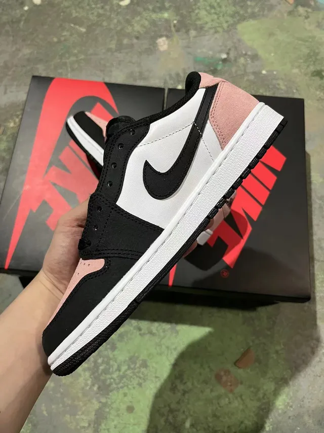 Nike Air Jordan 1 Low Pink Black White Lifestyle Sneakers 3