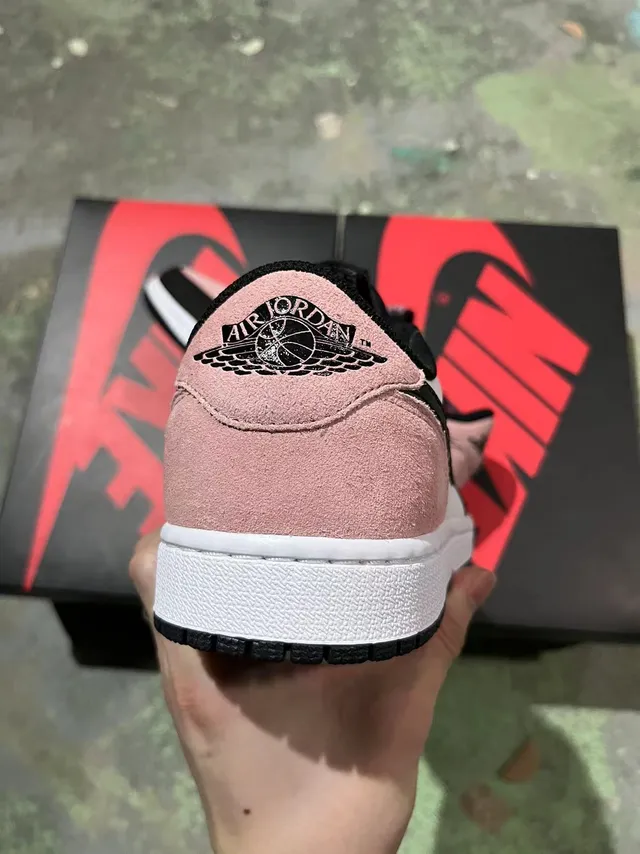 Nike Air Jordan 1 Low Pink Black White Lifestyle Sneakers 5