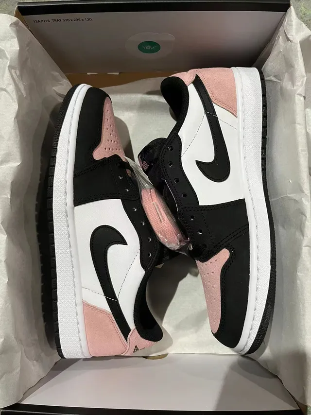 Nike Air Jordan 1 Low Pink Black White Lifestyle Sneakers 6