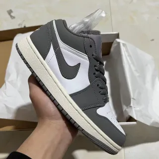 Nike Air Jordan 1 Low White and Dark Gray Lifestyle Sneakers