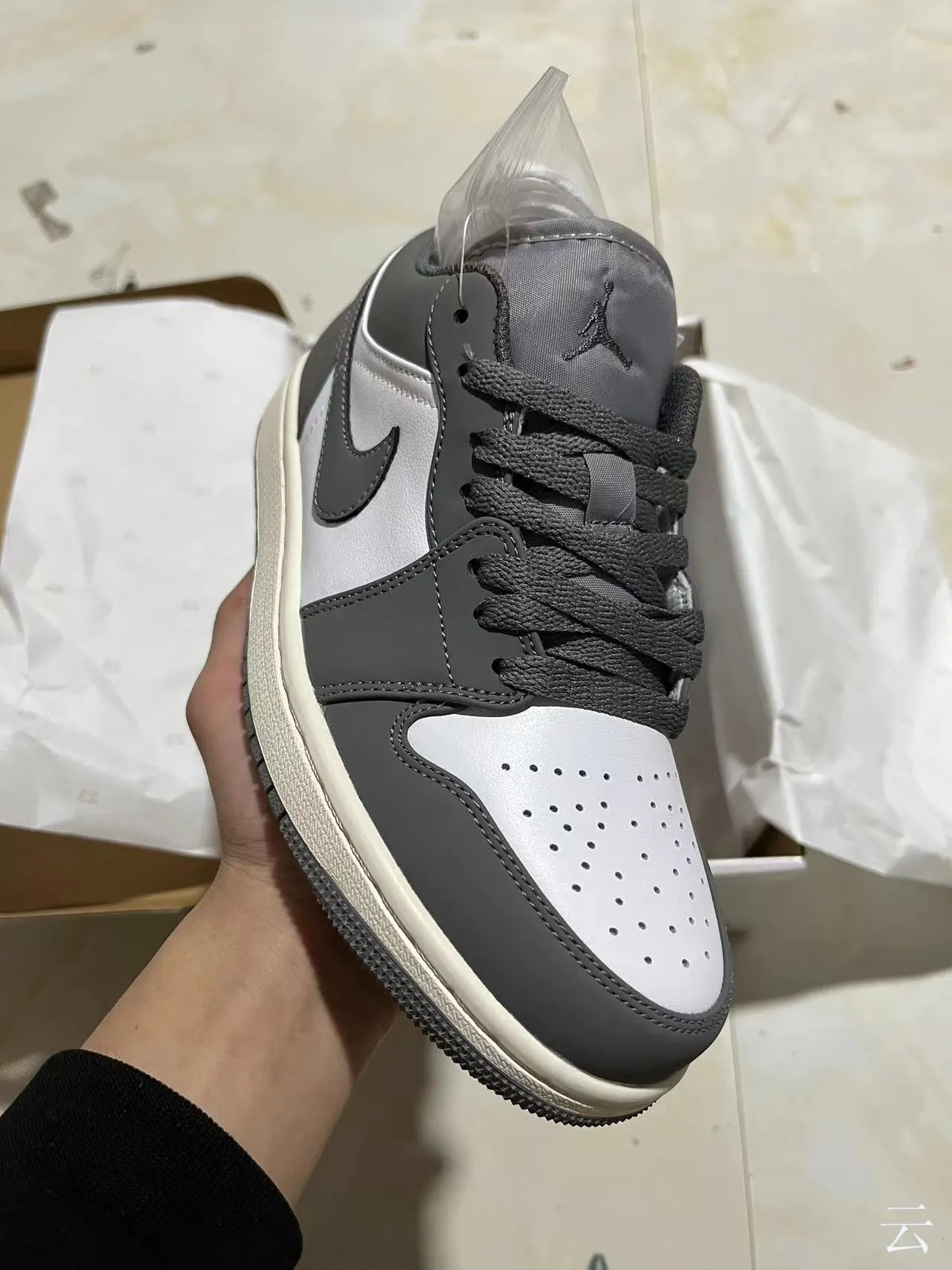 Nike Air Jordan 1 Low White and Dark Gray Lifestyle Sneakers 2