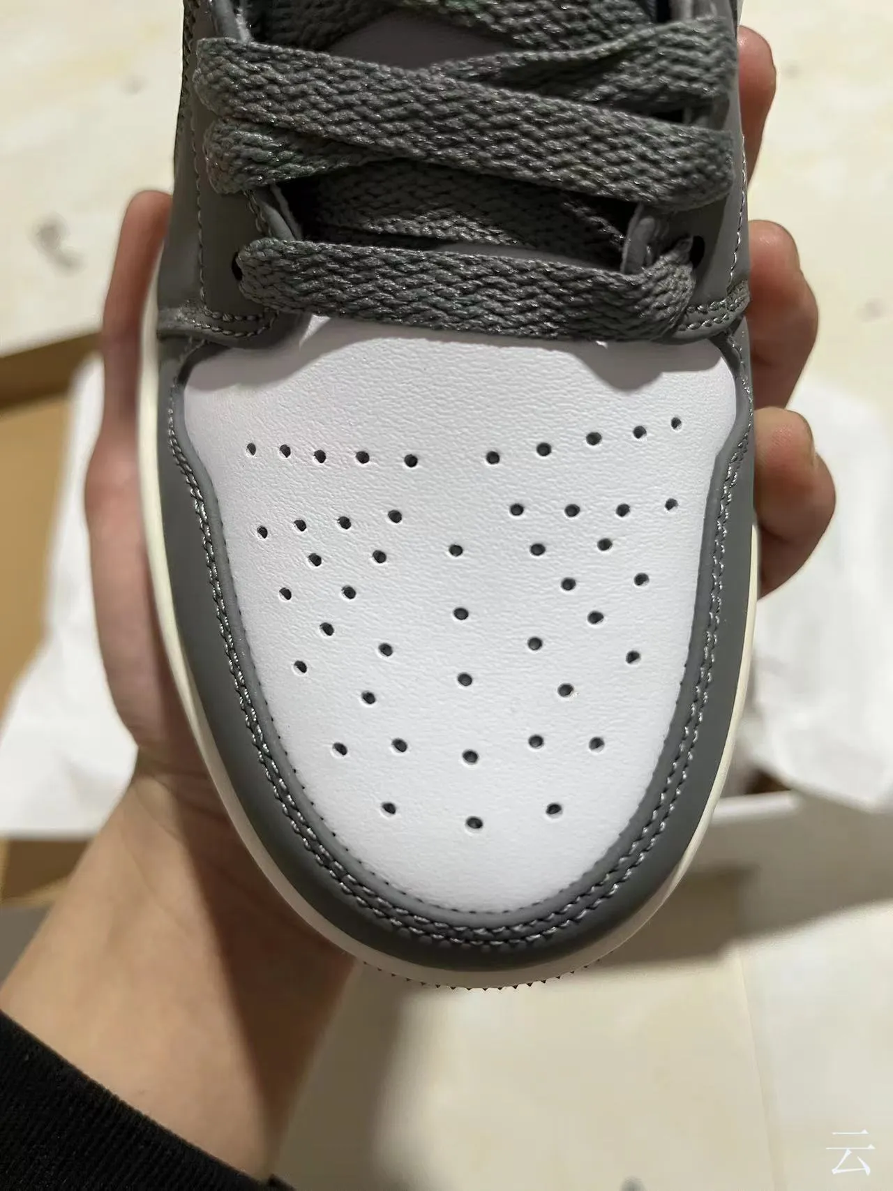 Nike Air Jordan 1 Low White and Dark Gray Lifestyle Sneakers 3