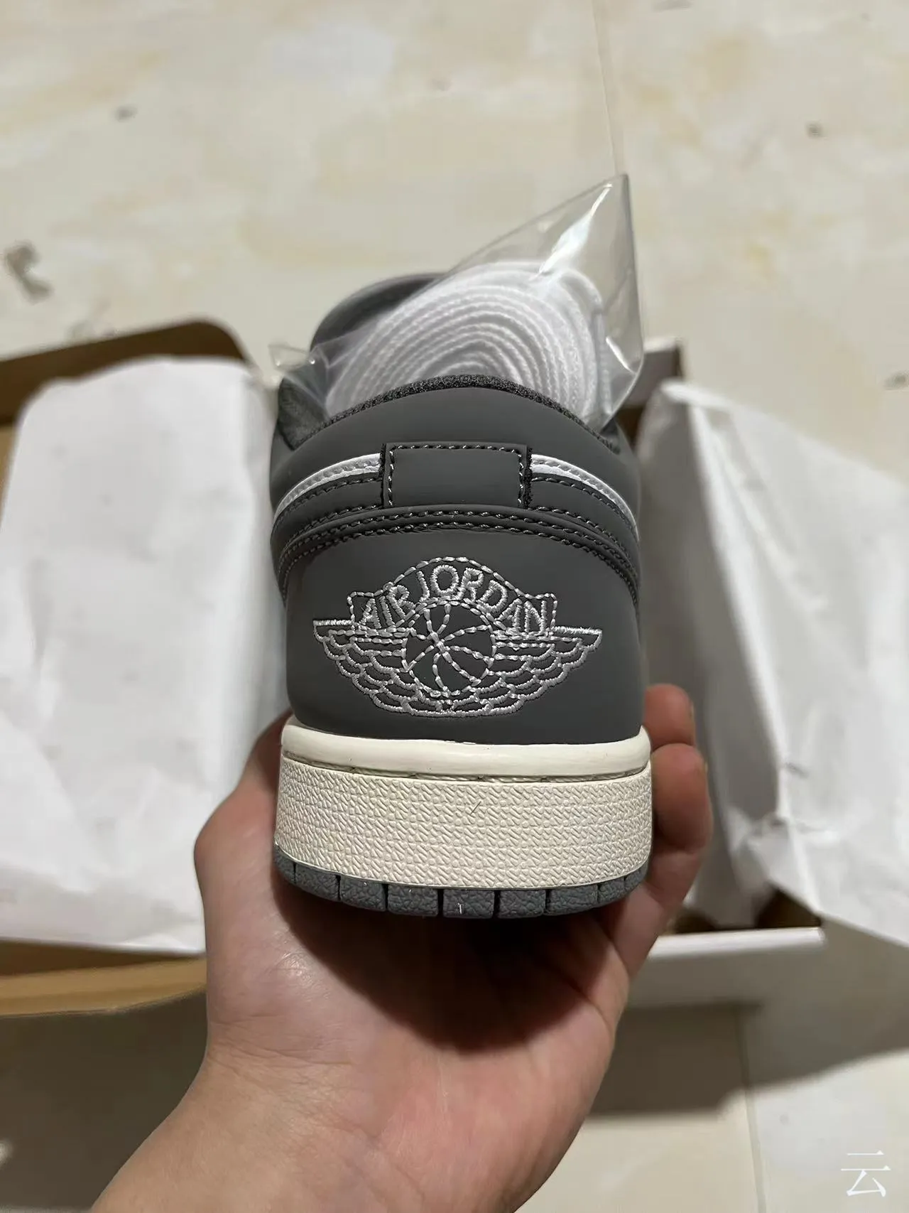 Nike Air Jordan 1 Low White and Dark Gray Lifestyle Sneakers 6