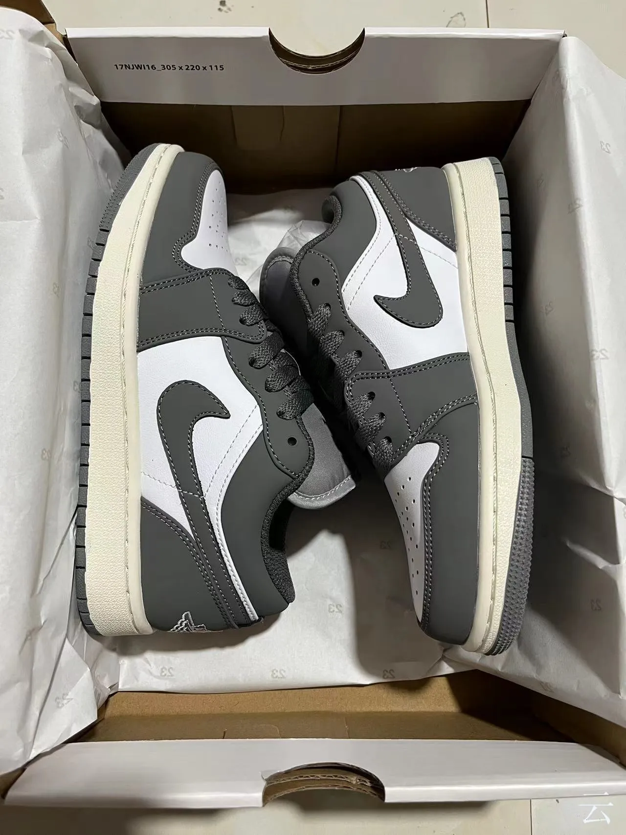 Nike Air Jordan 1 Low White and Dark Gray Lifestyle Sneakers 7