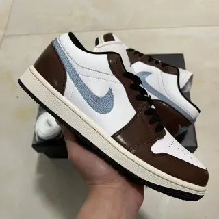 Nike Air Jordan 1 Low White Brown Blue Lifestyle Sneakers
