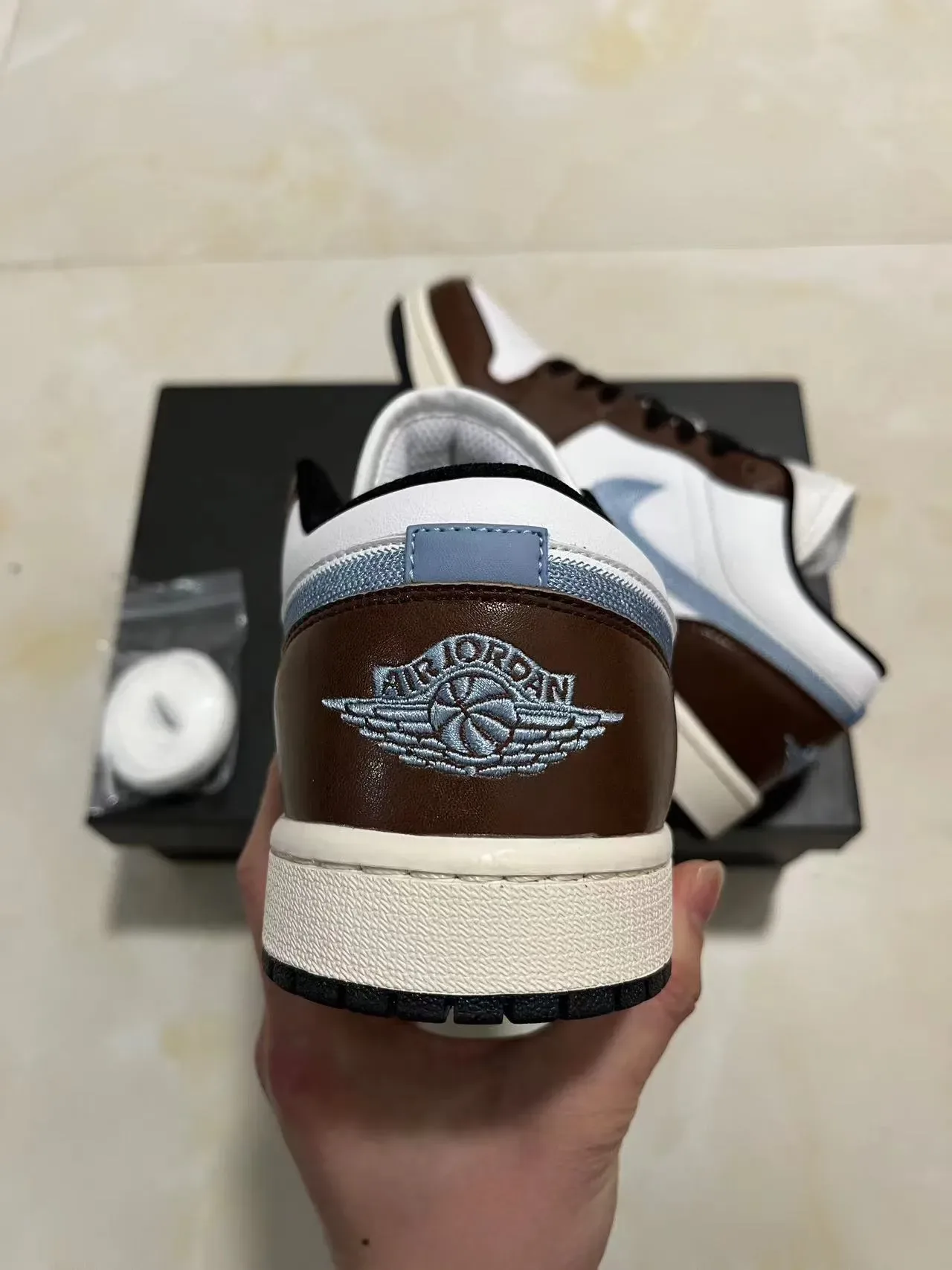 Nike Air Jordan 1 Low White Brown Blue Lifestyle Sneakers 8
