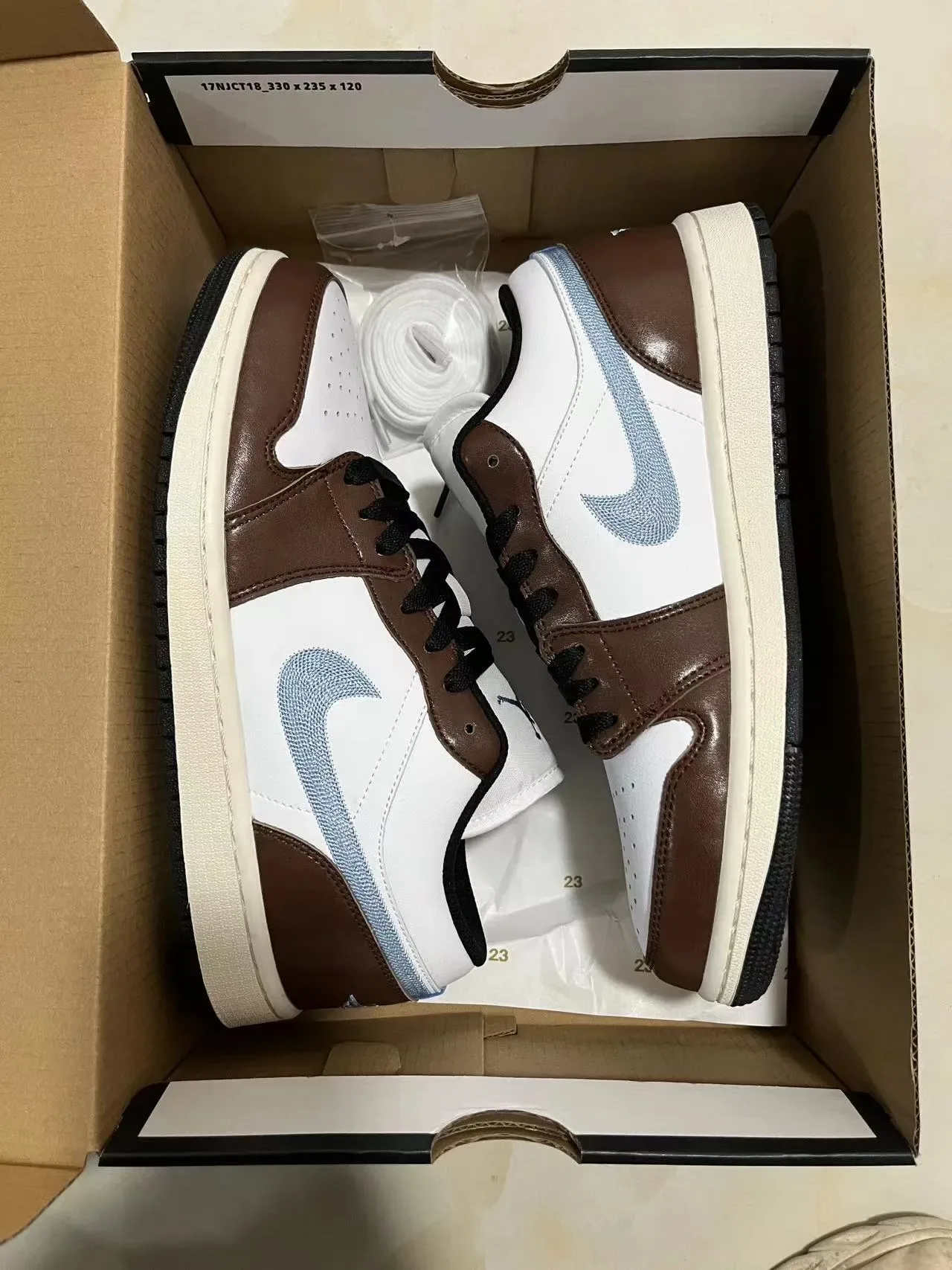Nike Air Jordan 1 Low White Brown Blue Lifestyle Sneakers 11