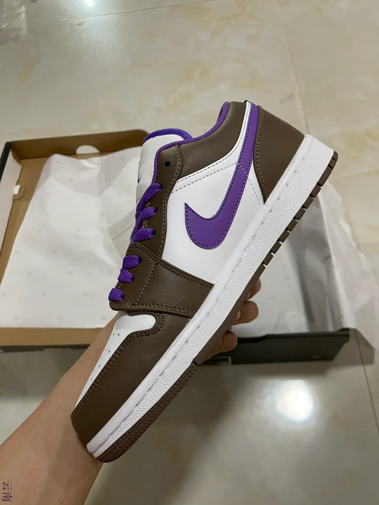 Nike Air Jordan 1 Low White Brown Purple Lifestyle Sneakers 4