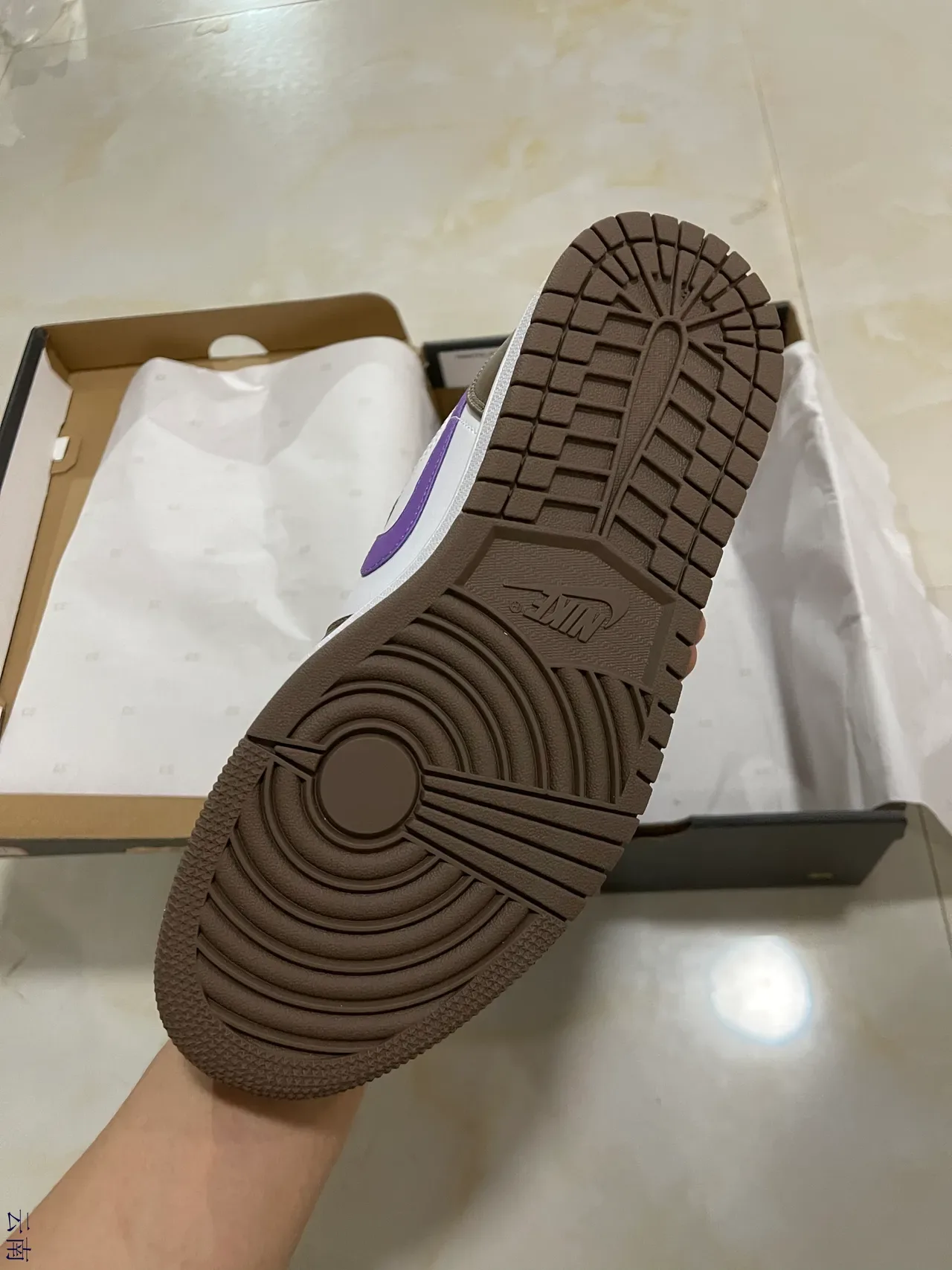 Nike Air Jordan 1 Low White Brown Purple Lifestyle Sneakers 5
