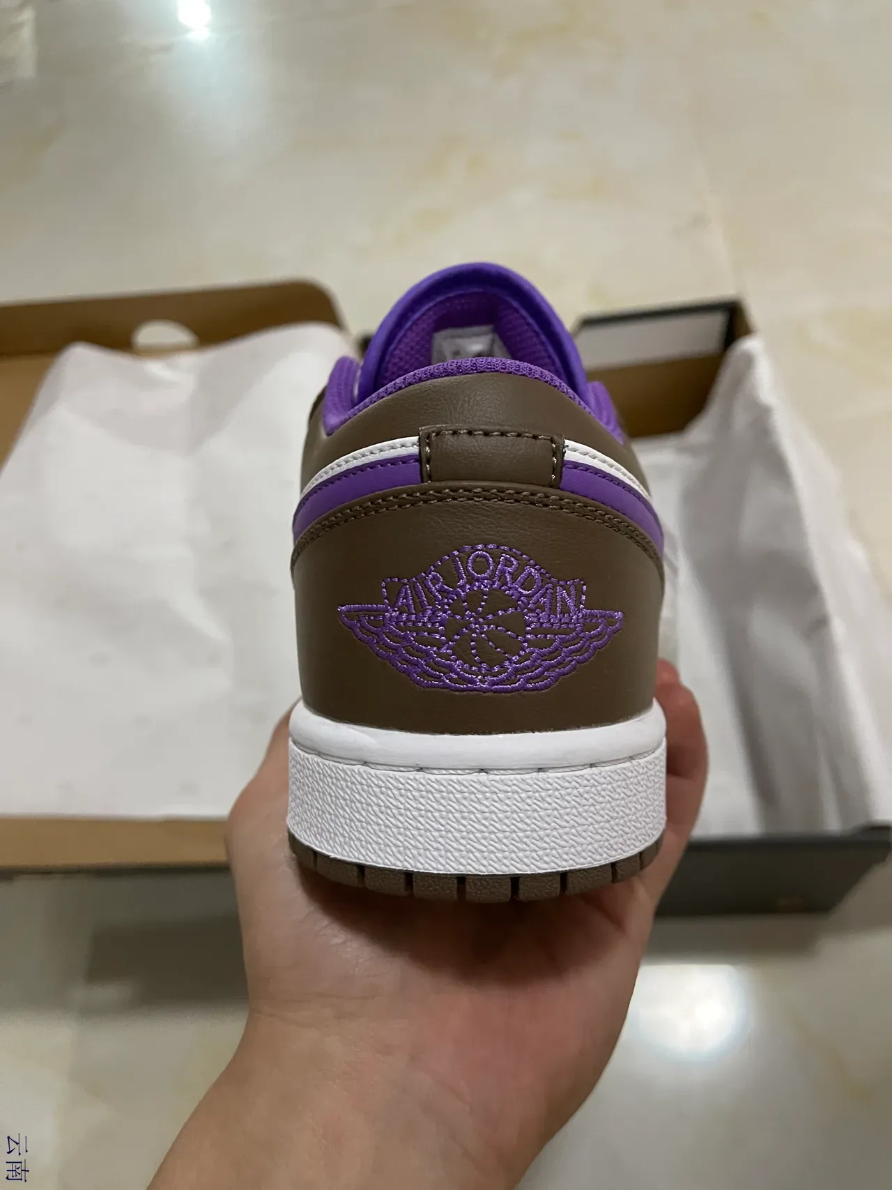Nike Air Jordan 1 Low White Brown Purple Lifestyle Sneakers 6