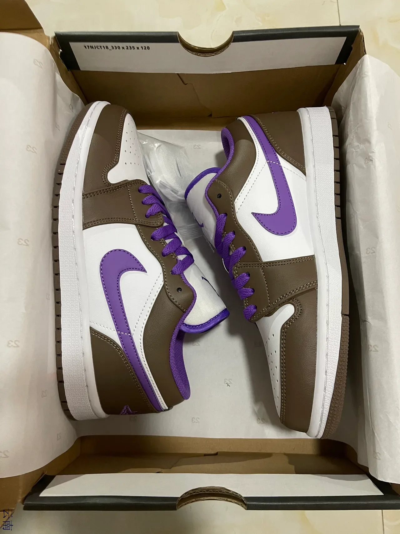 Nike Air Jordan 1 Low White Brown Purple Lifestyle Sneakers 7
