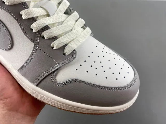 Nike Air Jordan 1 Low White Gray Red Lifestyle Sneakers 2