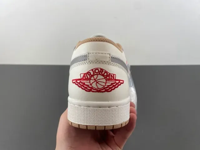 Nike Air Jordan 1 Low White Gray Red Lifestyle Sneakers 4