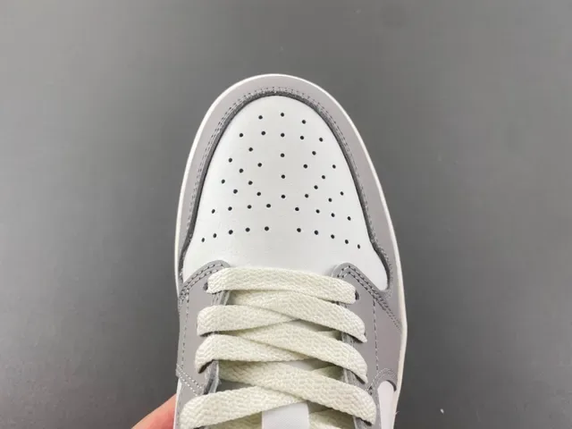 Nike Air Jordan 1 Low White Gray Red Lifestyle Sneakers 5