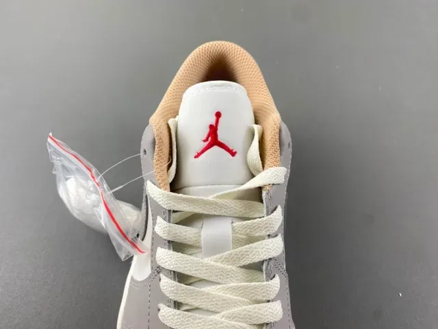 Nike Air Jordan 1 Low White Gray Red Lifestyle Sneakers 6