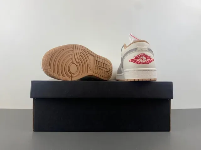 Nike Air Jordan 1 Low White Gray Red Lifestyle Sneakers 16