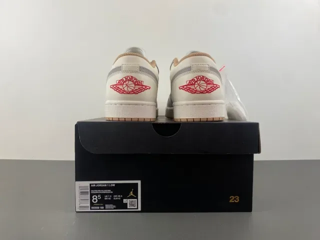 Nike Air Jordan 1 Low White Gray Red Lifestyle Sneakers 17