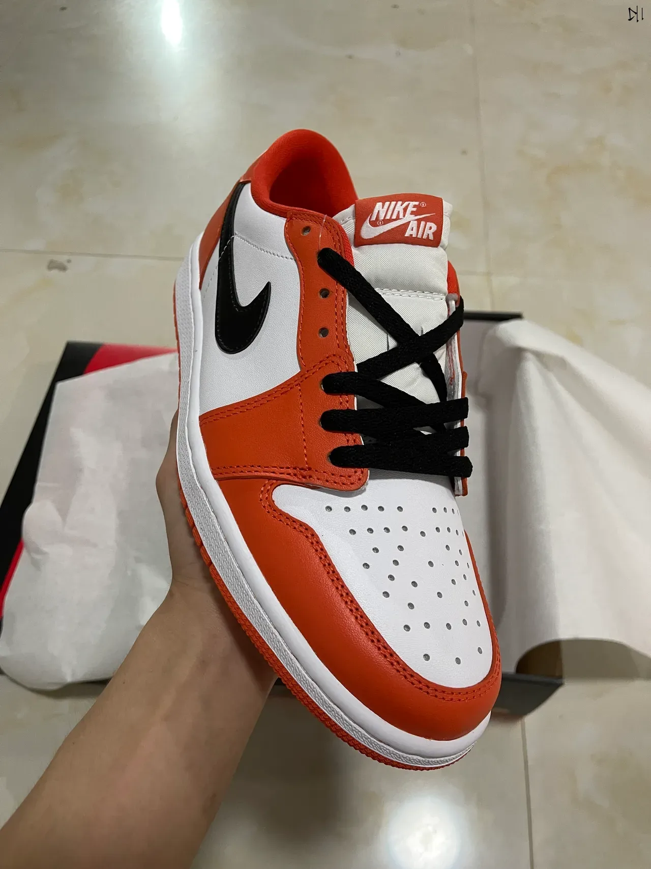 Nike Air Jordan 1 Orange and White Lifestyle Sneakers 2