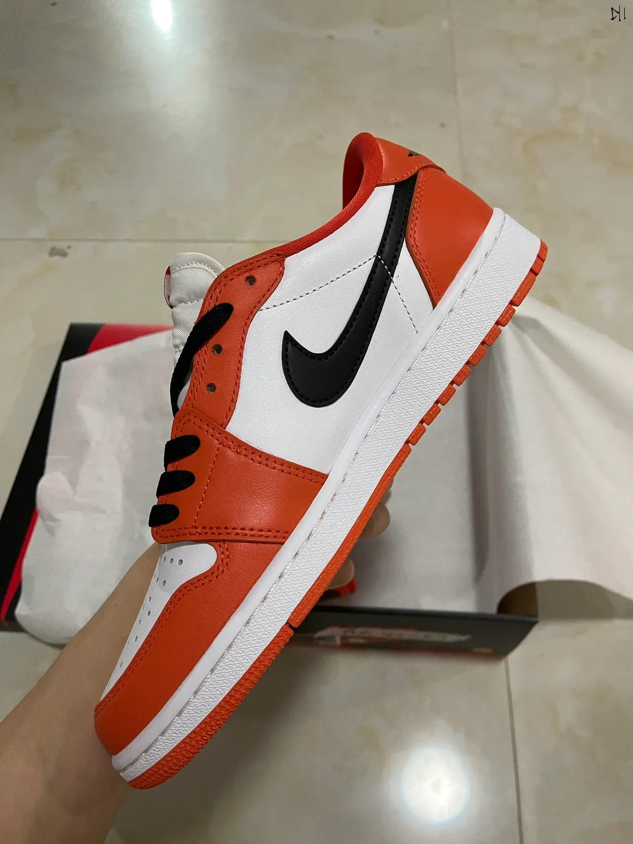 Nike Air Jordan 1 Orange and White Lifestyle Sneakers 4