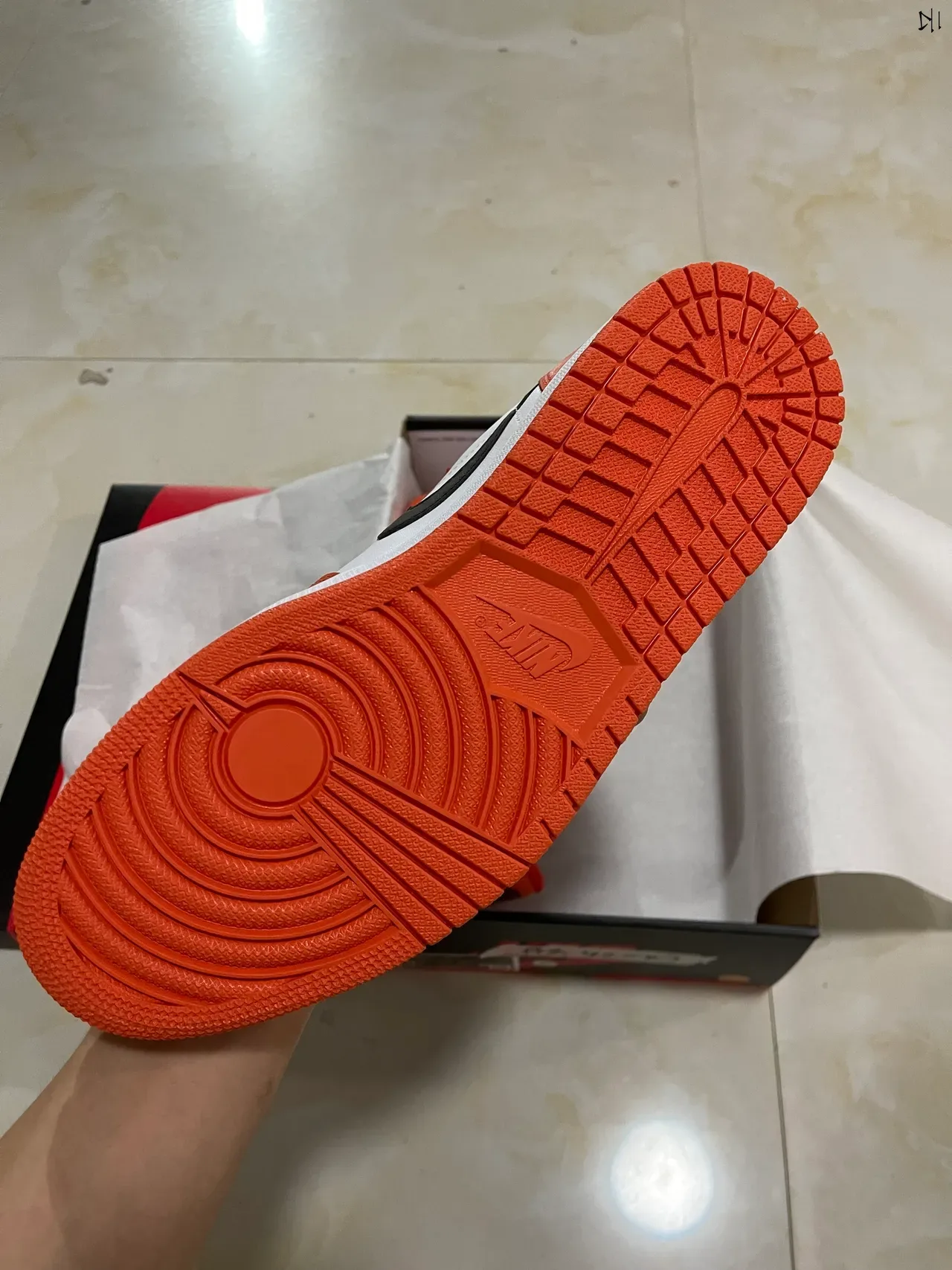Nike Air Jordan 1 Orange and White Lifestyle Sneakers 5