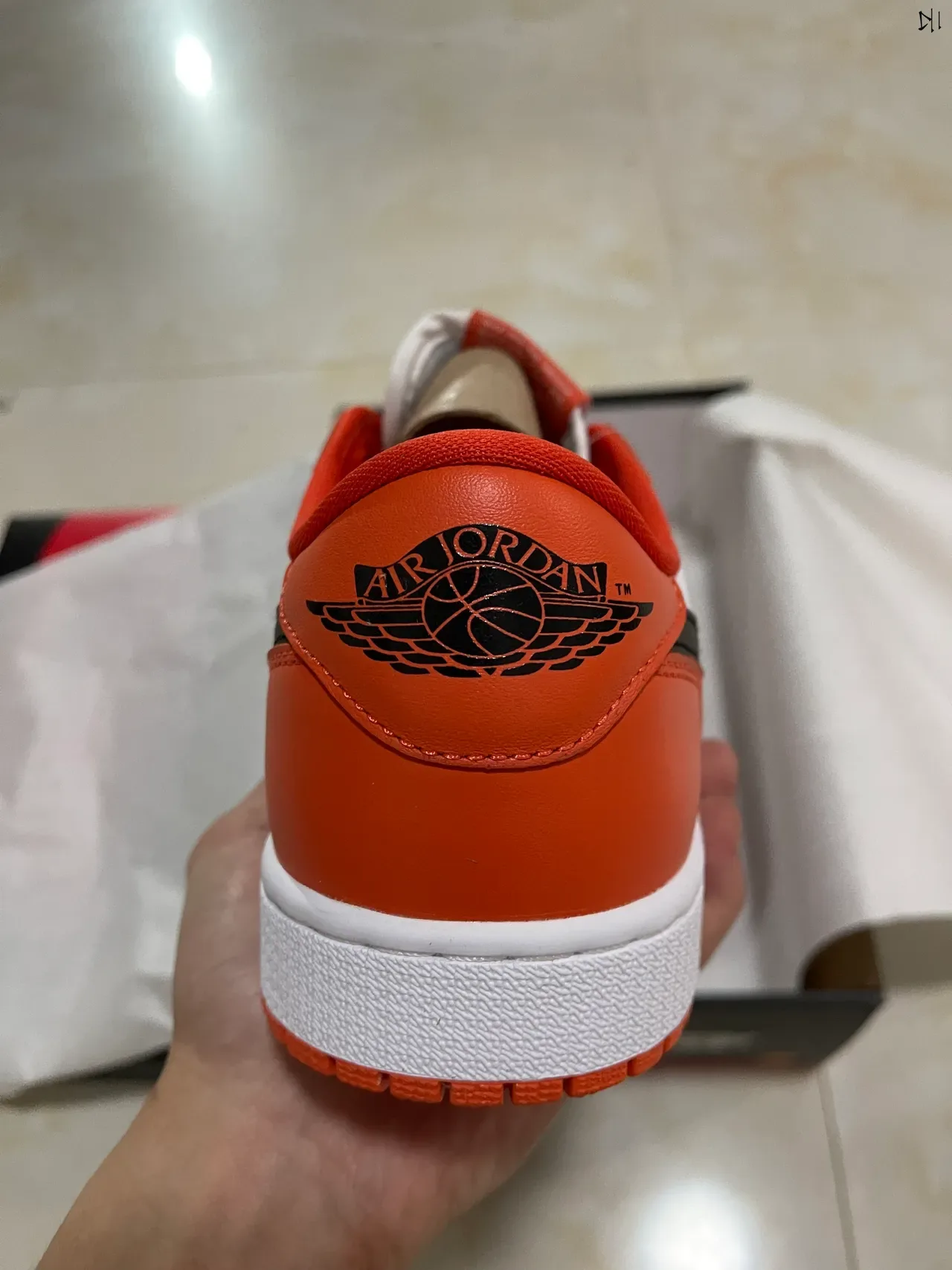 Nike Air Jordan 1 Orange and White Lifestyle Sneakers 6