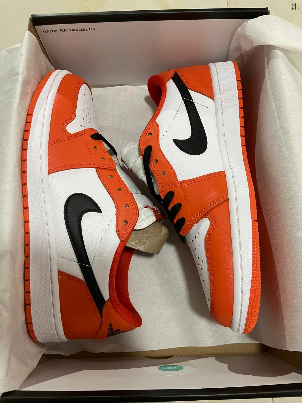 Nike Air Jordan 1 Orange and White Lifestyle Sneakers 7