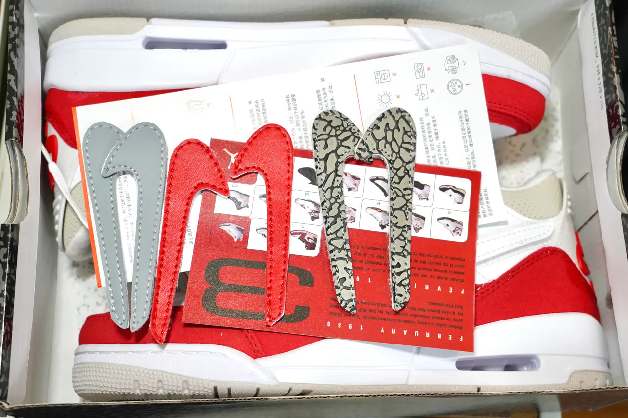 Nike Air Jordan 3 White Red Beige Basketball Shoes 2