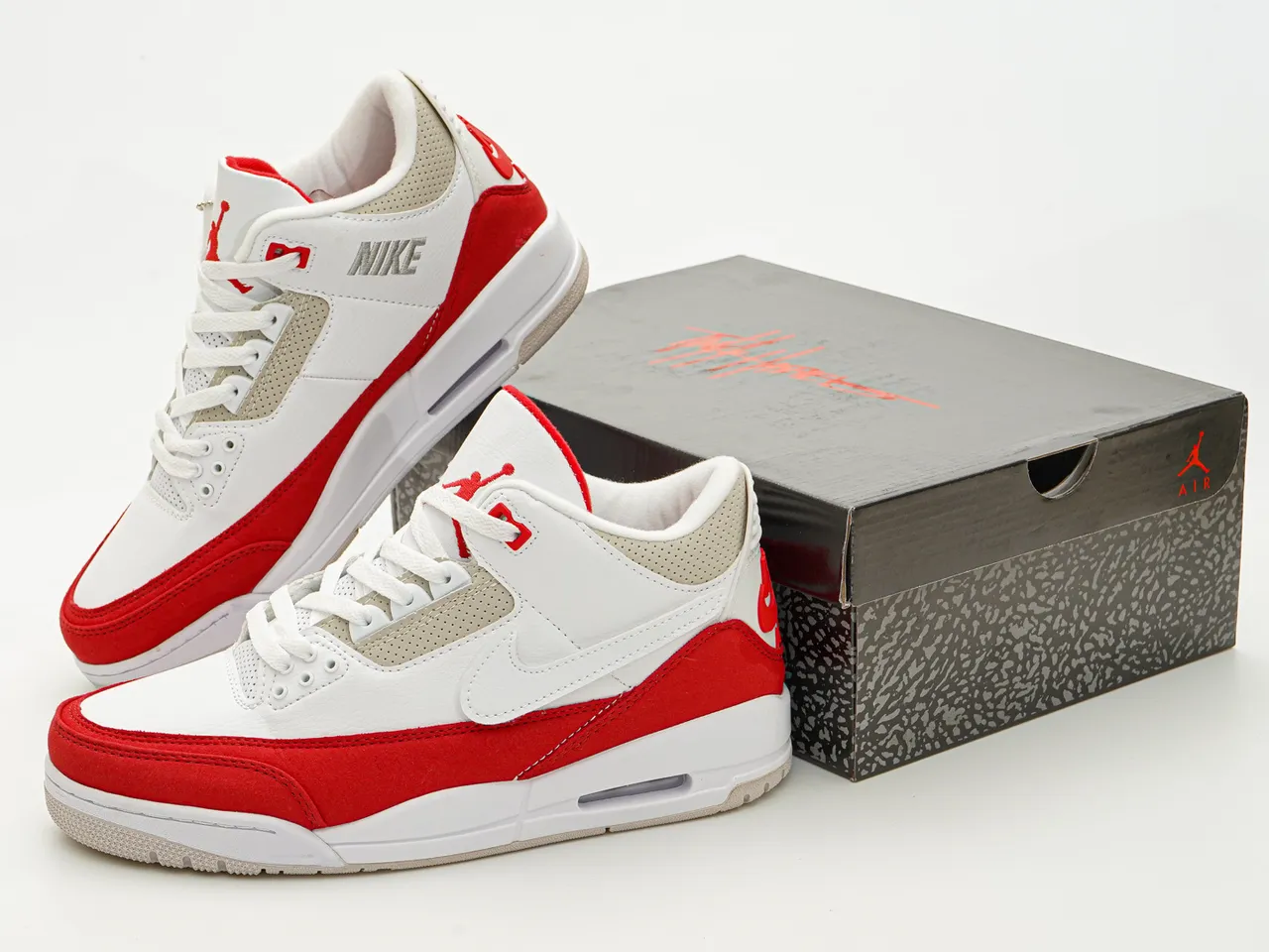 Nike Air Jordan 3 White Red Beige Basketball Shoes 6
