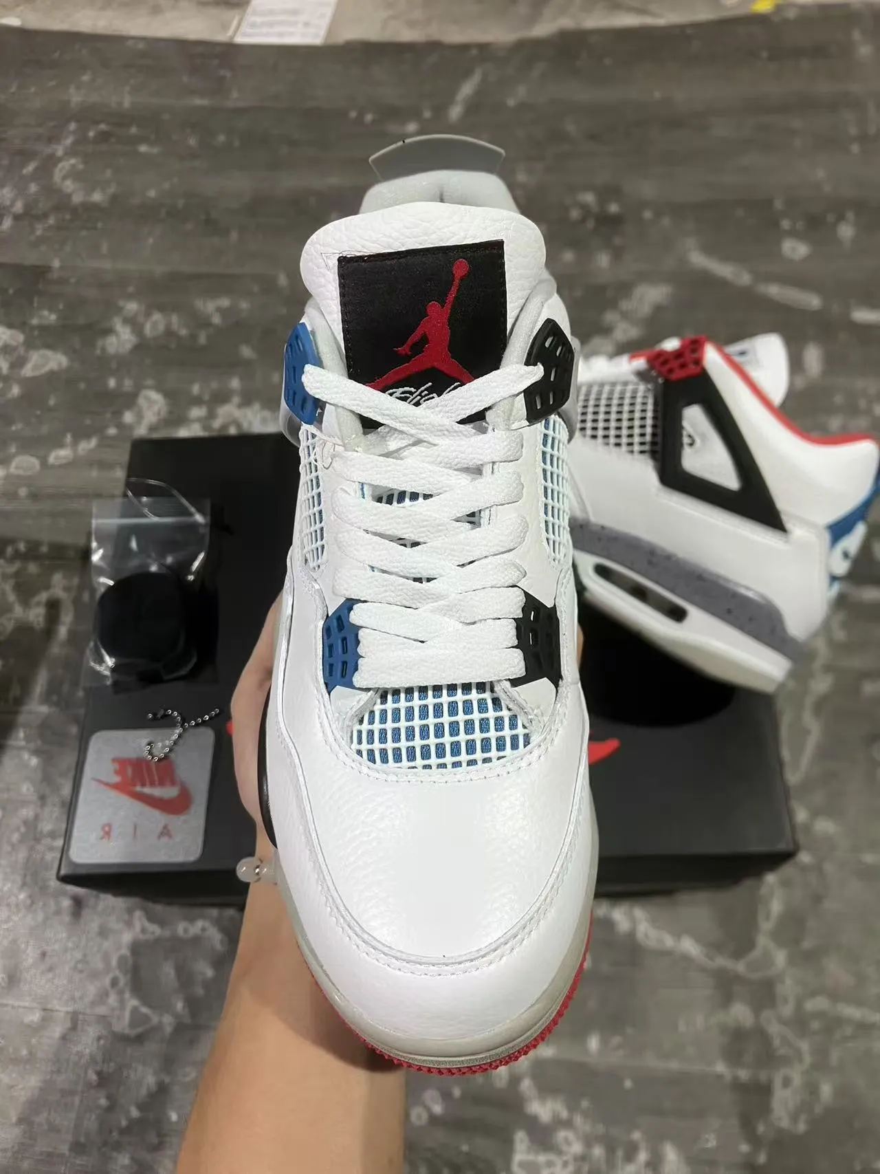 Nike Air Jordan 4 White Black Red Blue Basketball Shoes 3