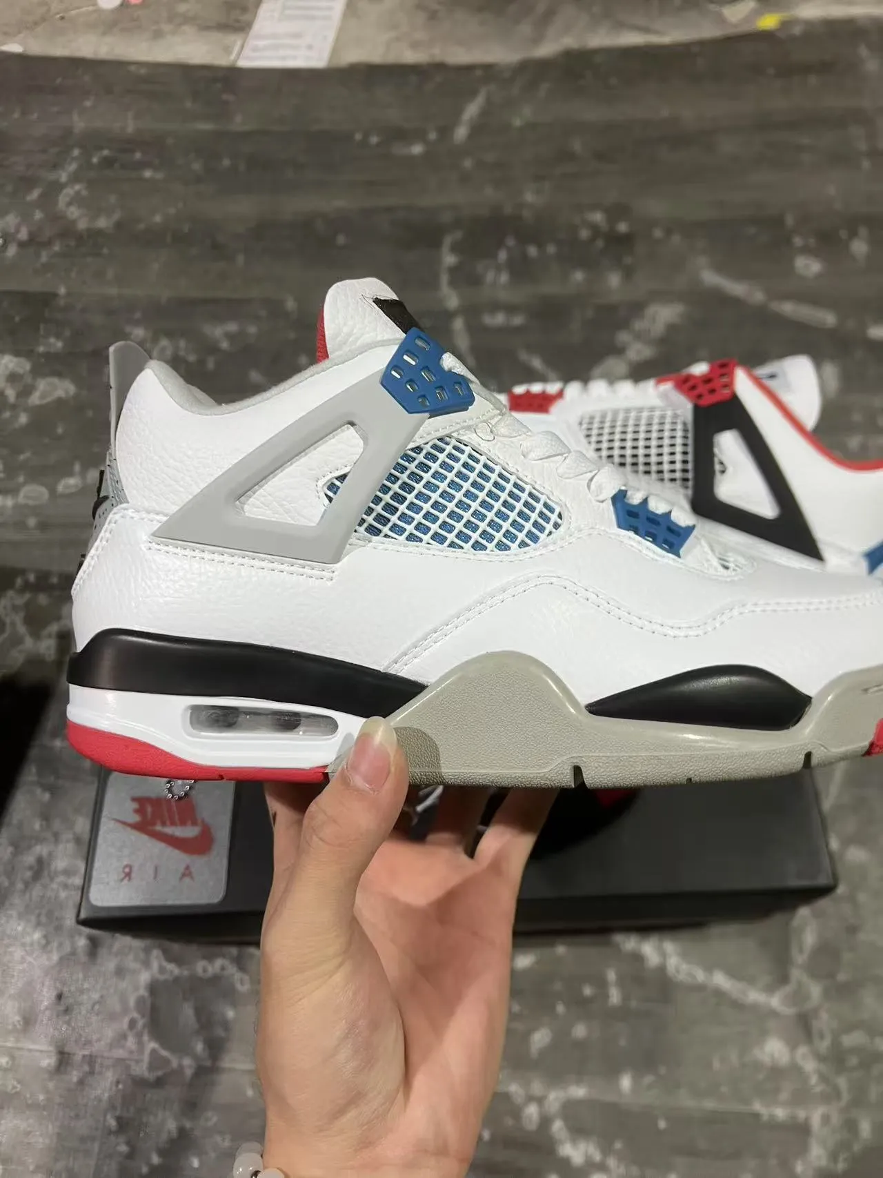 Nike Air Jordan 4 White Black Red Blue Basketball Shoes 6
