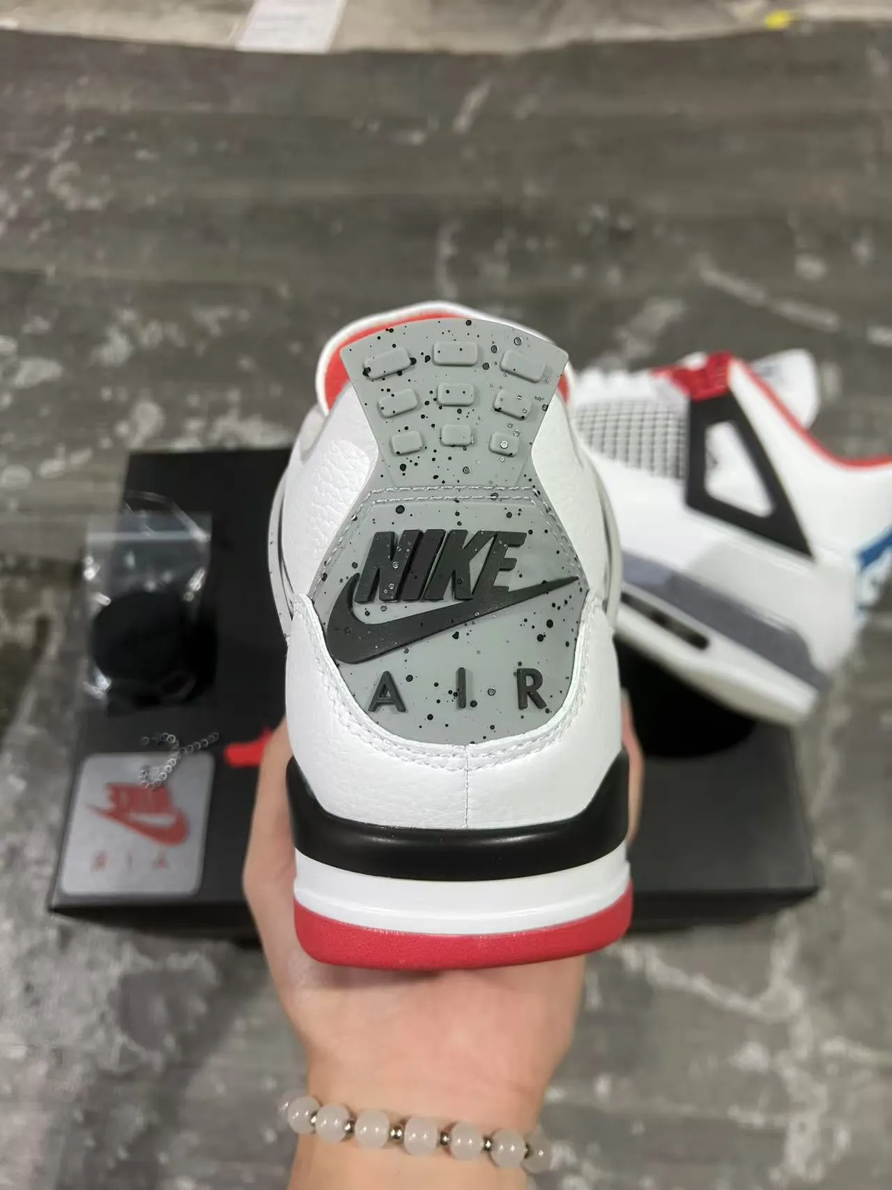 Nike Air Jordan 4 White Black Red Blue Basketball Shoes 7