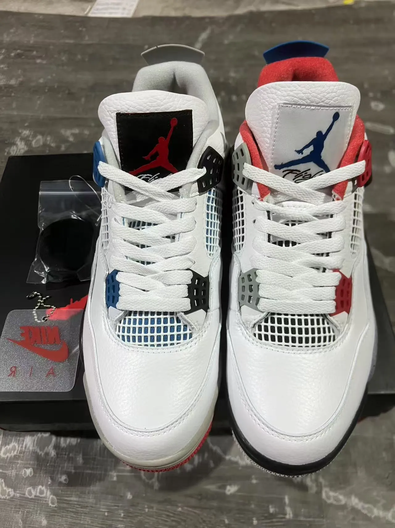 Nike Air Jordan 4 White Black Red Blue Basketball Shoes 9