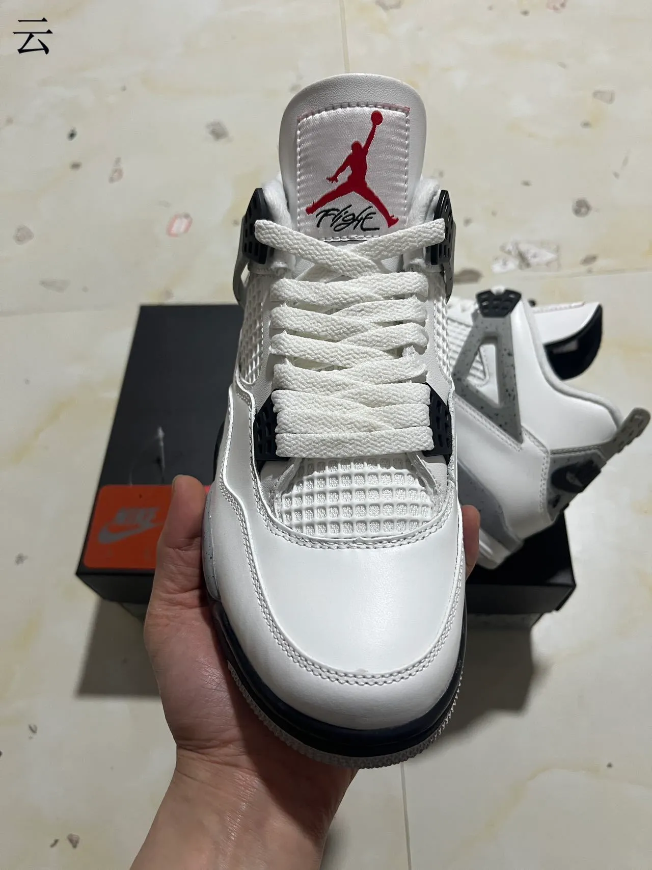 Nike Air Jordan 4 Blanches Grises Noires Chaussures de Basketball 3
