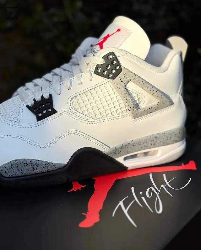 Nike Air Jordan 4 Blanches Grises Noires Chaussures de Basketball 13