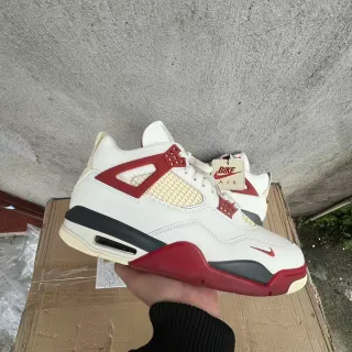Nike Air Jordan 4 Blanco Rojo Negro Zapatos de Baloncesto