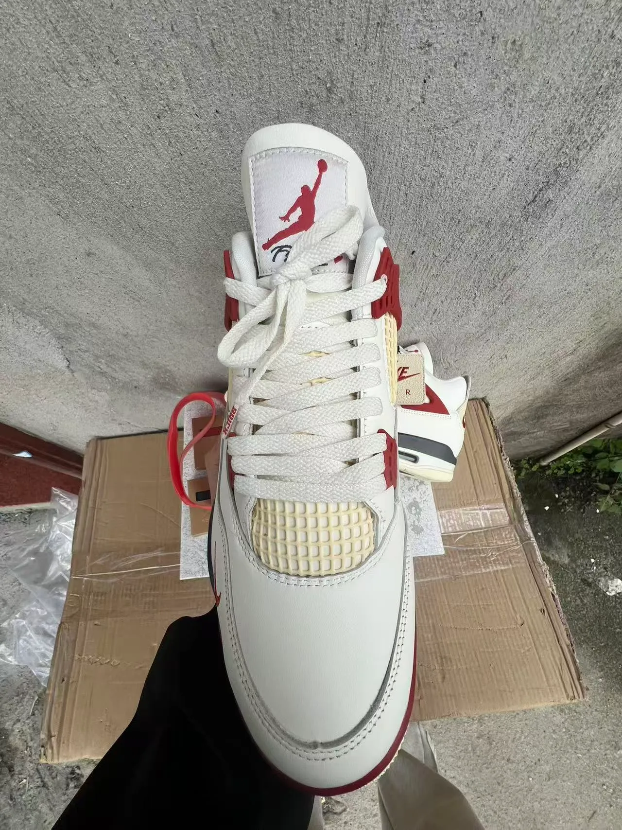 Nike Air Jordan 4 White Red Black Basketball Shoes 3