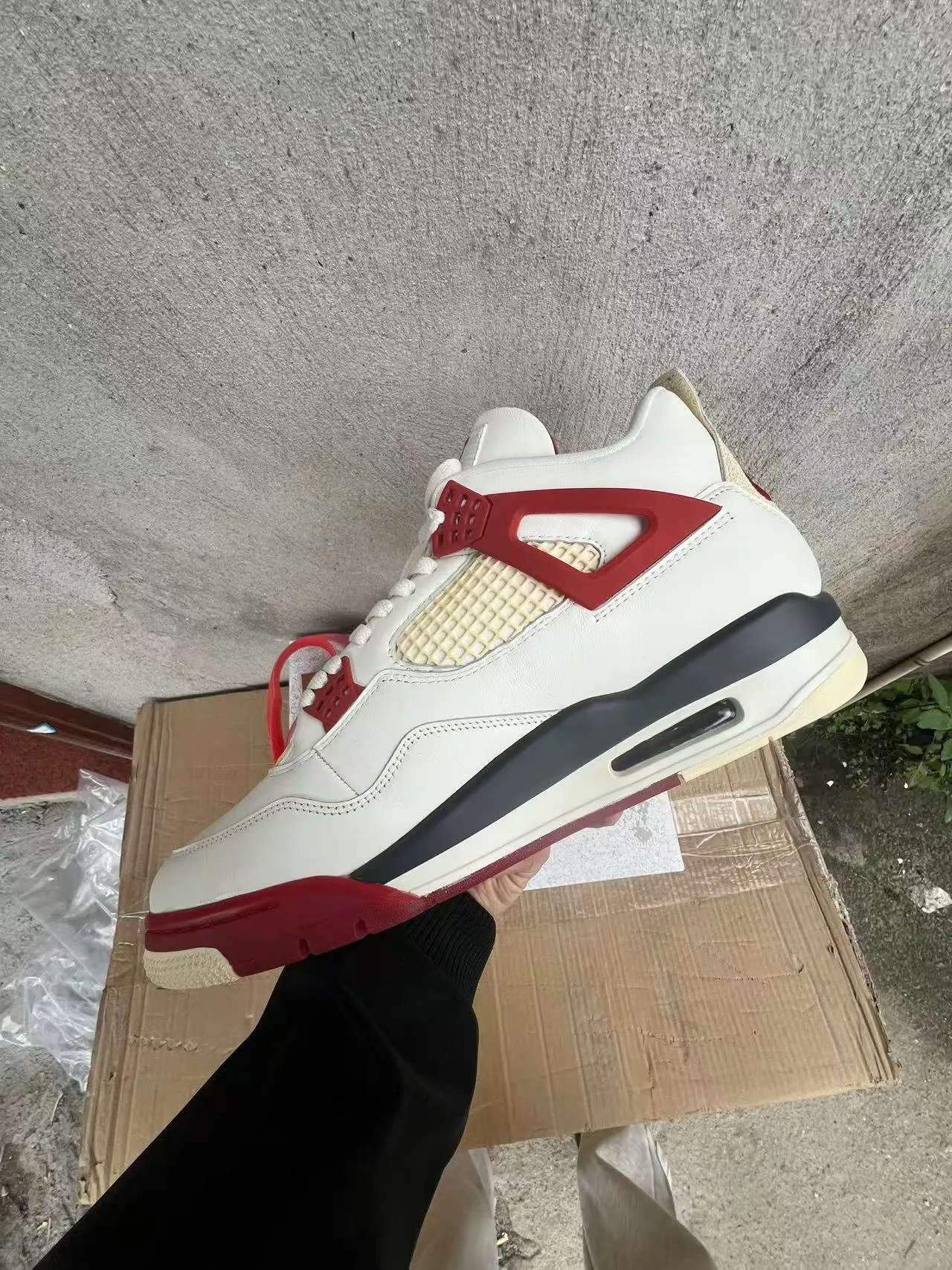 Nike Air Jordan 4 White Red Black Basketball Shoes 5