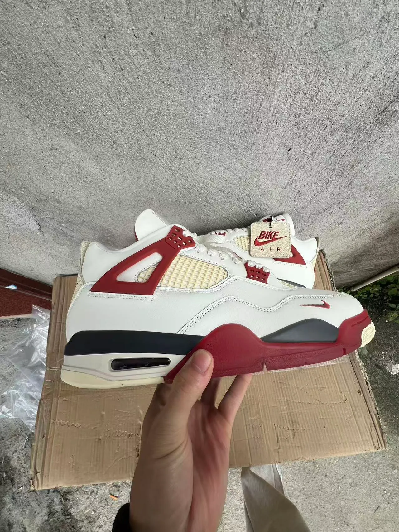 Nike Air Jordan 4 White Red Black Basketball Shoes 7