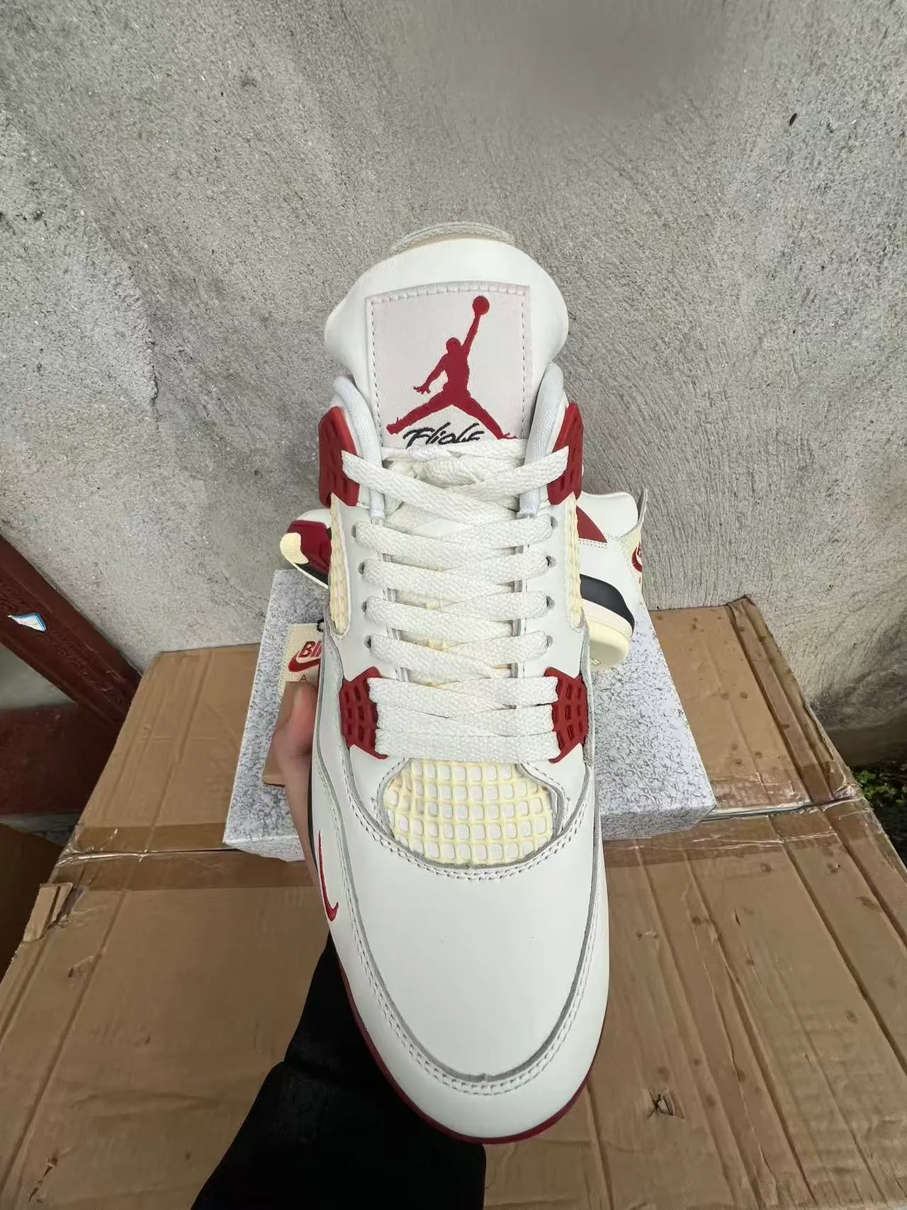 Nike Air Jordan 4 White Red Black Basketball Shoes 3