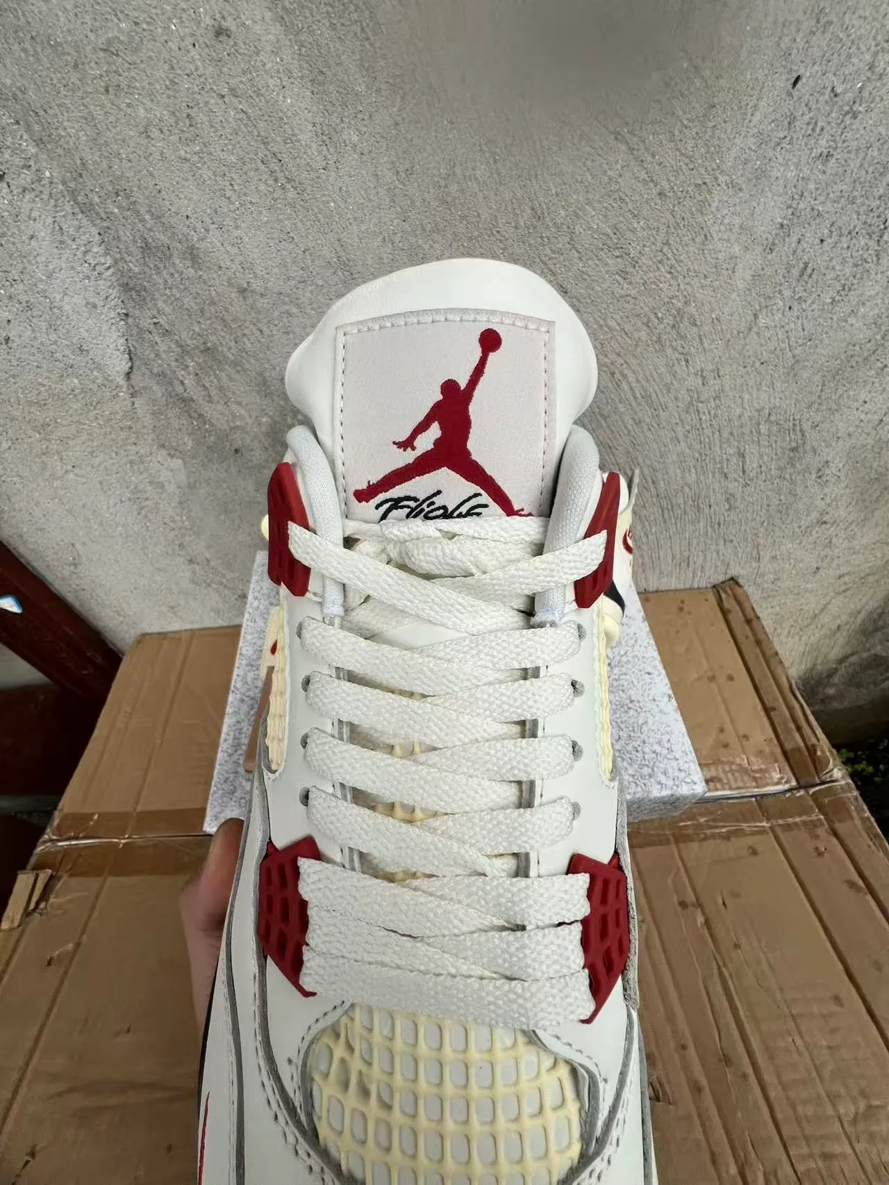 Nike Air Jordan 4 White Red Black Basketball Shoes 4
