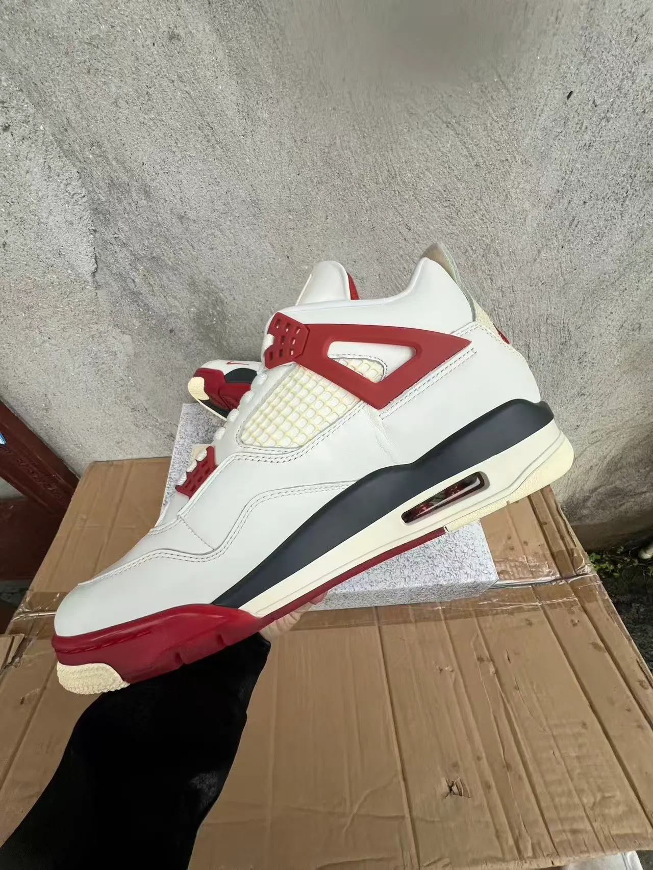 Nike Air Jordan 4 White Red Black Basketball Shoes 5
