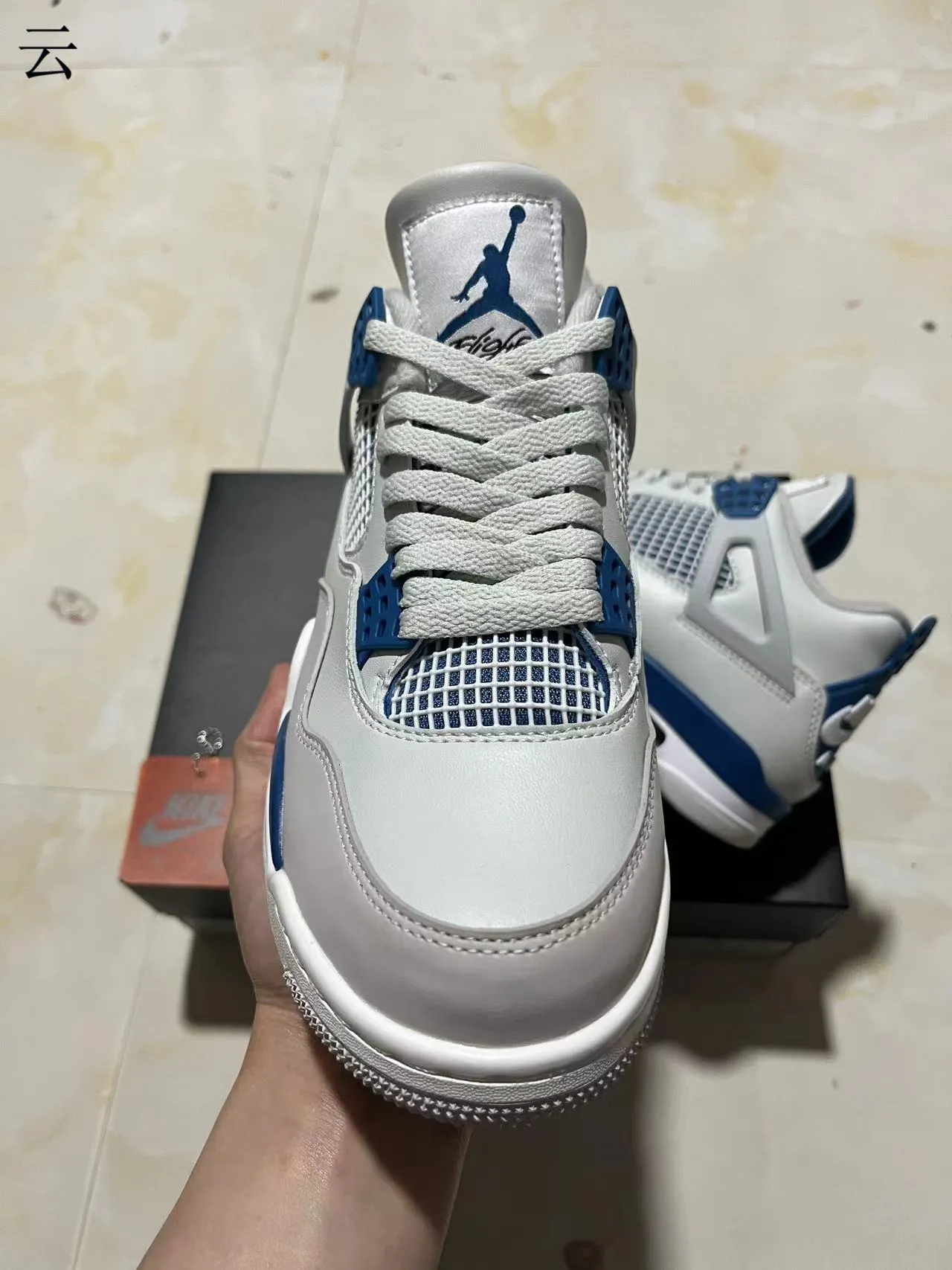 Nike Air Jordan 4 White Royal Blue Basketball Shoes 3