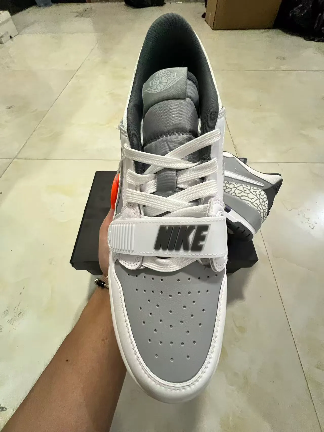 Nike Air Jordan Legacy 312 White Gray Elephant Print Lifestyle Sneakers 3